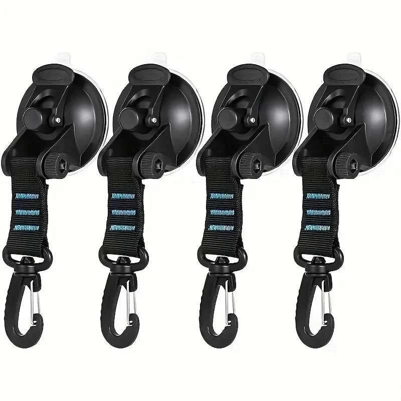 Car Tent Suction Cup Hooks | Camping Awning Buckle Clips 4-Pack