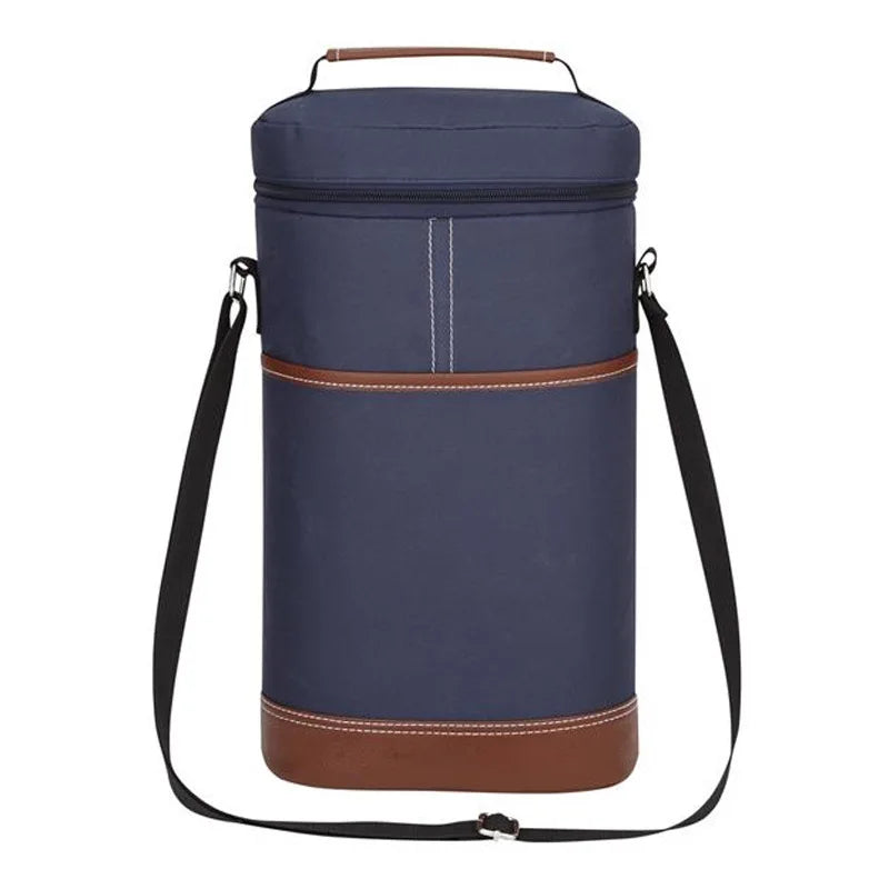 Soft Cooler Wine Bottle Insulated Bag for Wine Thermal 2 Drink Bottle 750ml Beer Outdoor Bag for Travel Carrier Tote Wine Glass Peaceful Pleasures Health and Wellness Dark Blue