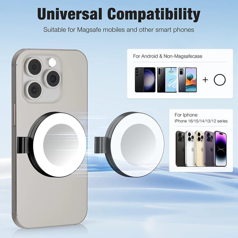 Mirror With Light For Cell Phone Led Light Mobile Selfie Ring Lamp Video Shooting Light Led Photography Lighting Fill Light Ring Peaceful Pleasures Health and Wellness