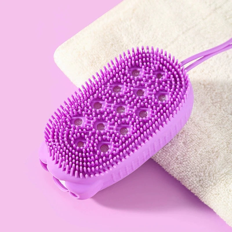 Silicone Body Scrubber – Exfoliating Bath Sponge & Shower Brush Silicone Bath Scrubber Peaceful Pleasures Health and Wellness PURPLE