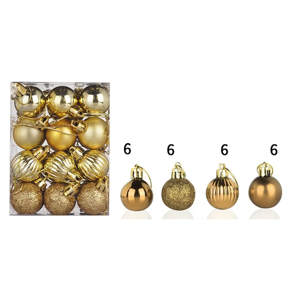 30mm Christmas Xmas Tree Ball Bauble Hanging Home Party Ornament Decor 24pc Tree Decoration Balls Xmas Party Hanging Pendant Peaceful Pleasures Health and Wellness A 3cm