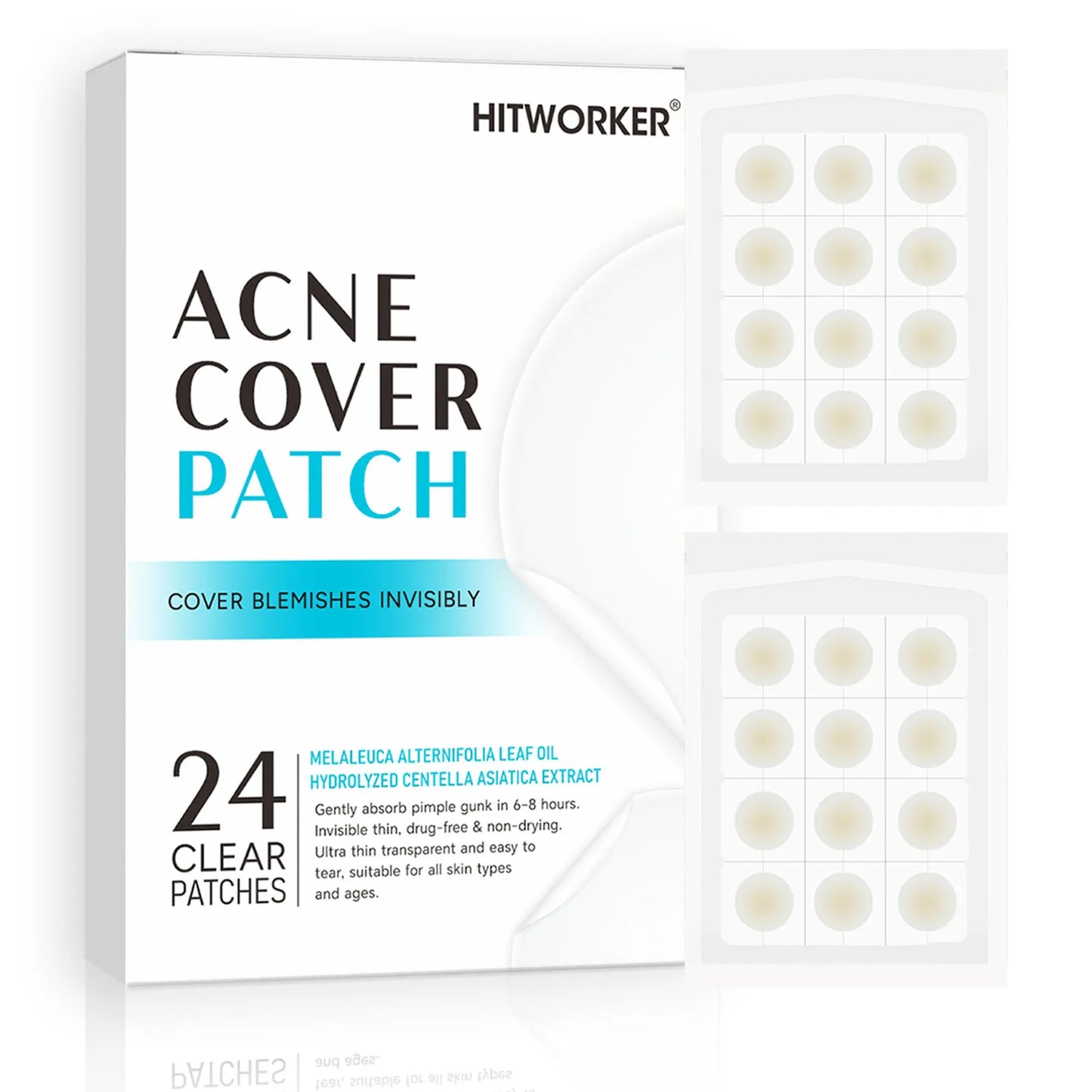 Hydrocolloid Acne Patches 24-Pack – Alcohol-Free Blemish Stickers