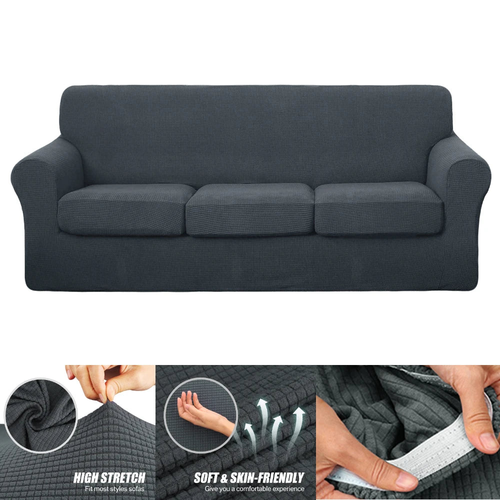 2/3/4/5 Piece Sofa Covers for 1/2/3/4 Cushion Couch Slipcover Soft Stretch Furniture Covers for Dogs Non Slip Sofa Protector Peaceful Pleasures Health and Wellness Dark Grey For 2 Cushion Sofa
