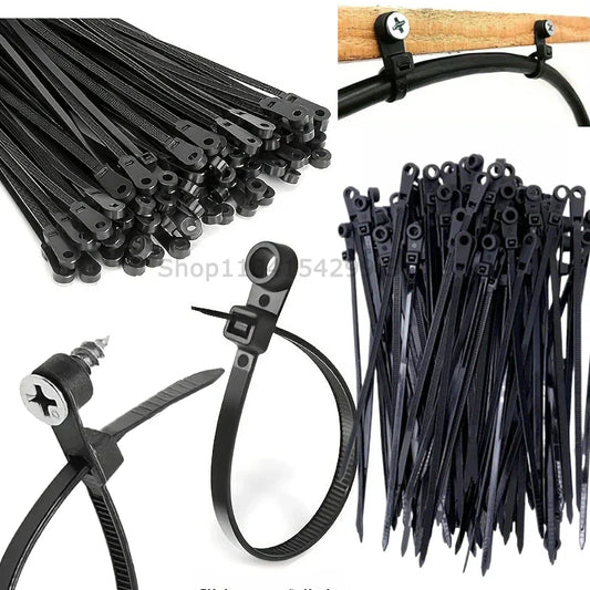 Screw Hole Nylon Cable Ties Self-Locking 4×150mm | 100–500 Pcs Nylon Cable Ties Oasis Select