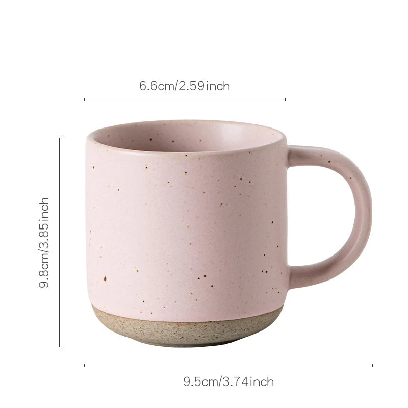 Custom Modern Design White Small frosted ceramic tumblers Unglazed Base Speckled Coffee Mug With Handle Speckled Ceramic Mug Peaceful Pleasures Health and Wellness pink 150ml