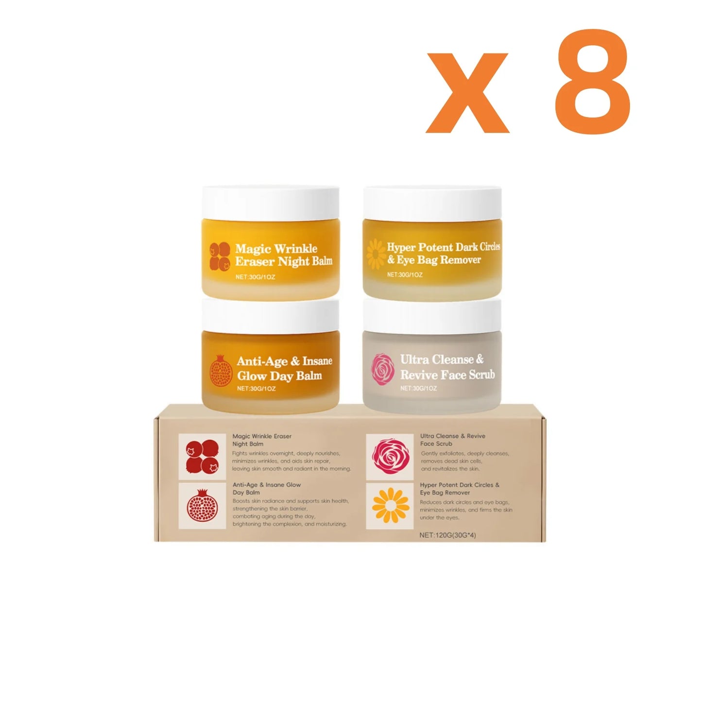 4-in-1 Face Care Gift Set – Day Night Balm Eye Cream & Scrub