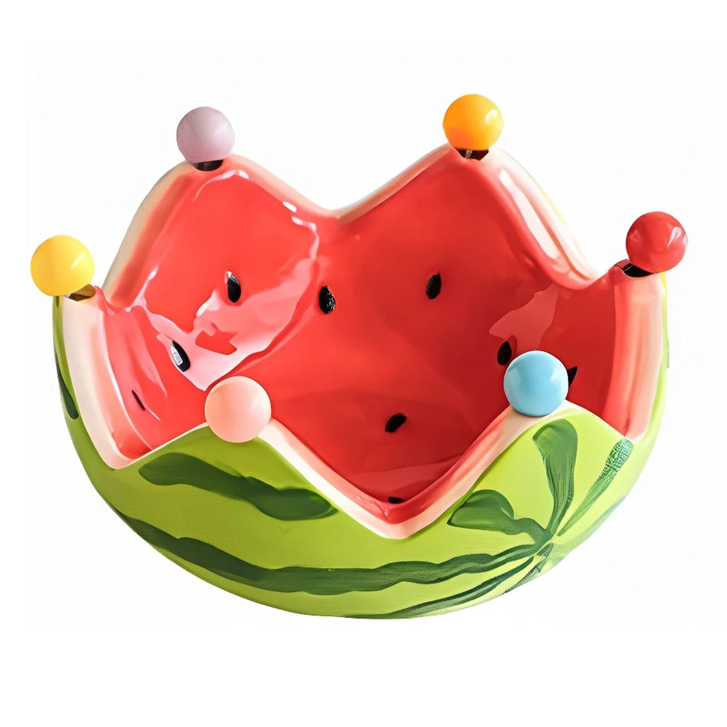 Watermelon Ceramic Fruit Bowl with Forks | Large Capacity