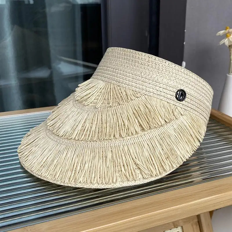 Women's Wide Brim Straw Sun Hat – Fringe Beach Visor