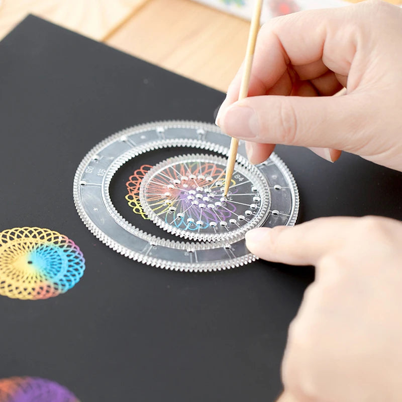 Spirograph Interlocking Gears Wheels Geometric Template Ruler Drawing