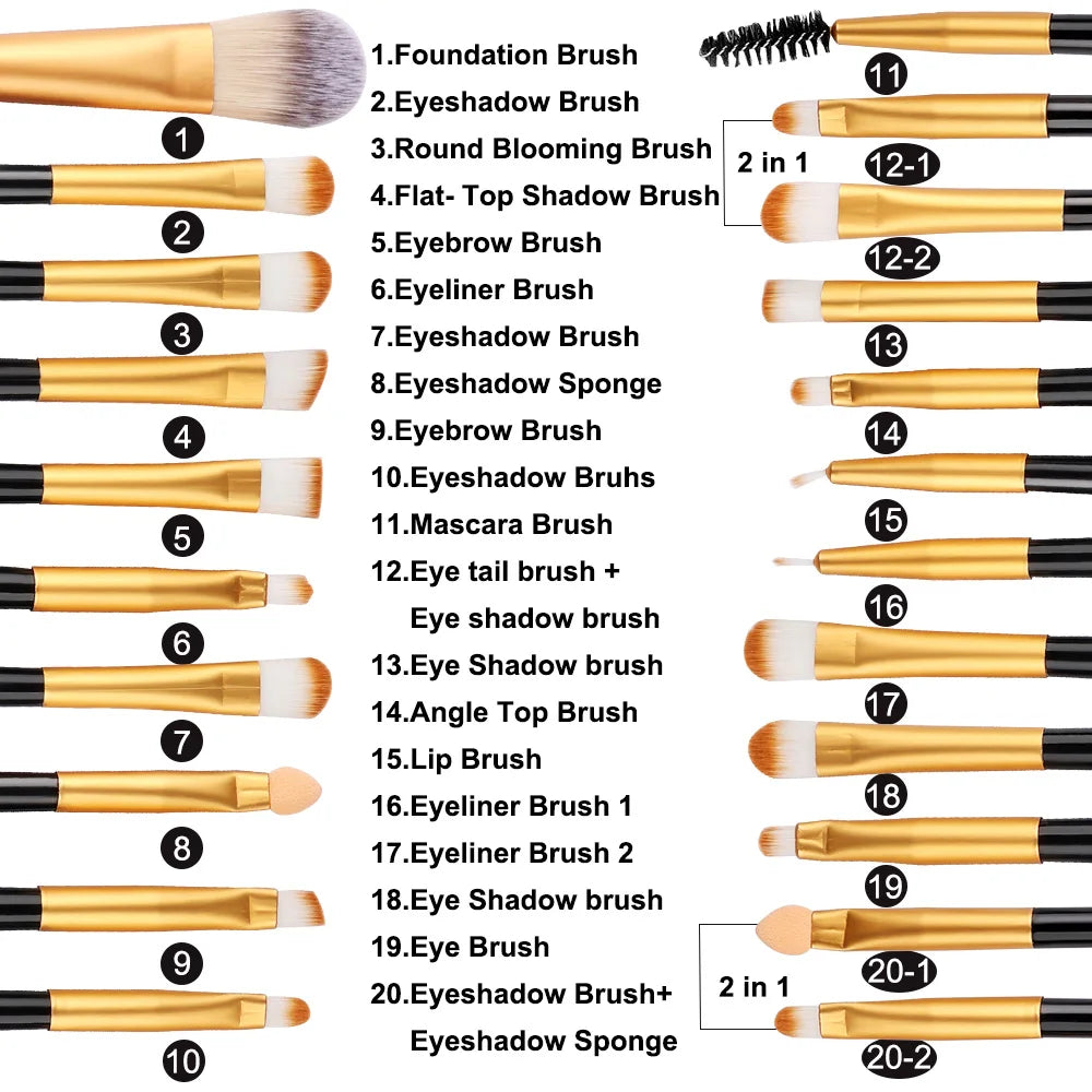 RUNTOIN 20pc Eye Makeup Brush Set – Eyeshadow & Blending