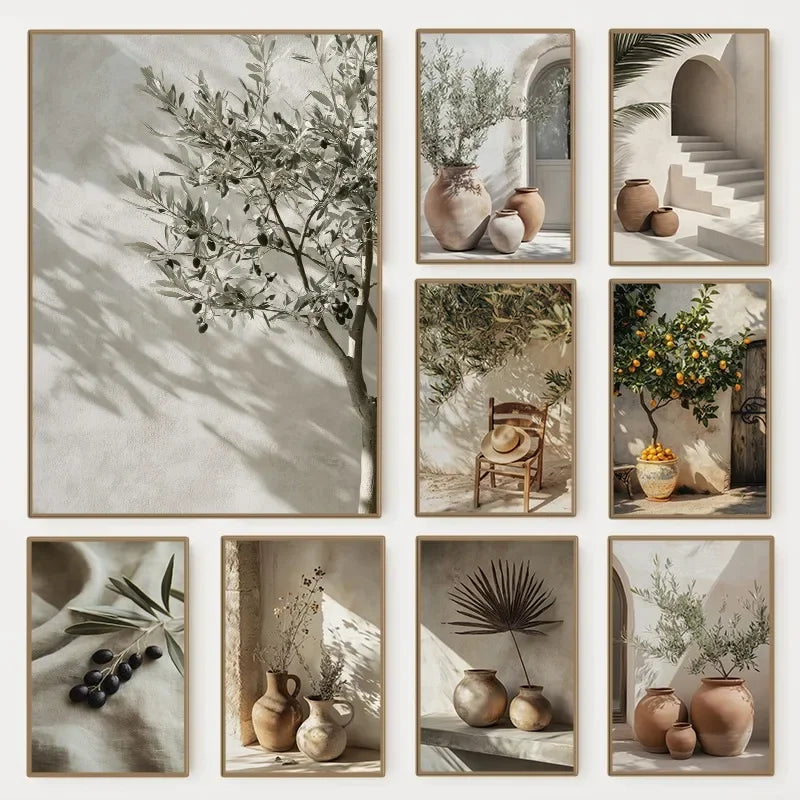 Minimalist Olive Tree Canvas Wall Art | Mediterranean Decor