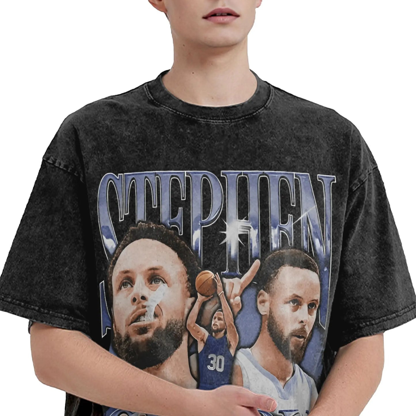 Men Women's T Shirt Stephen Curry Washed T-Shirts Harajuku Basketball Star Summer Tees Y2K Retro Printed Casual Tops Gift Idea Peaceful Pleasures Health and Wellness