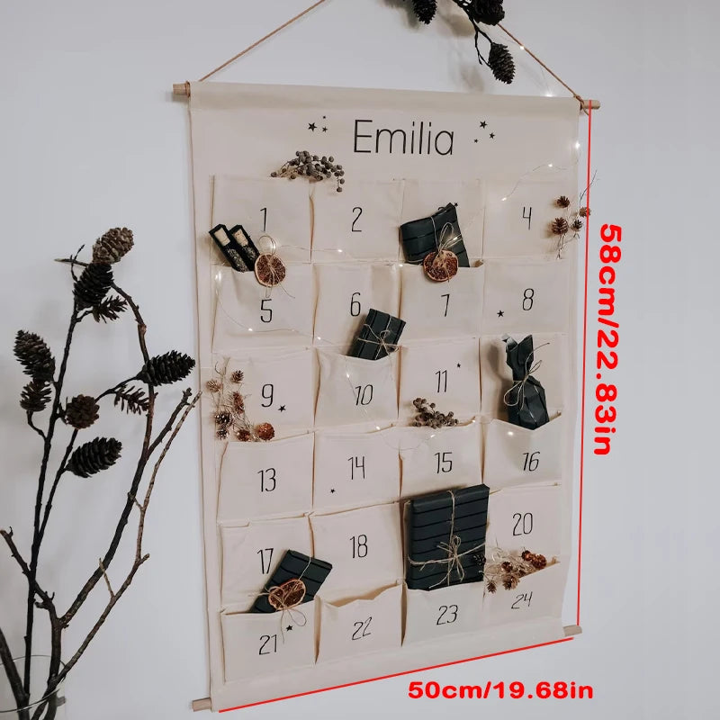 Personalized 24-Pocket Advent Calendar | Custom Name Christmas Advent Calendar Peaceful Pleasures Health and Wellness