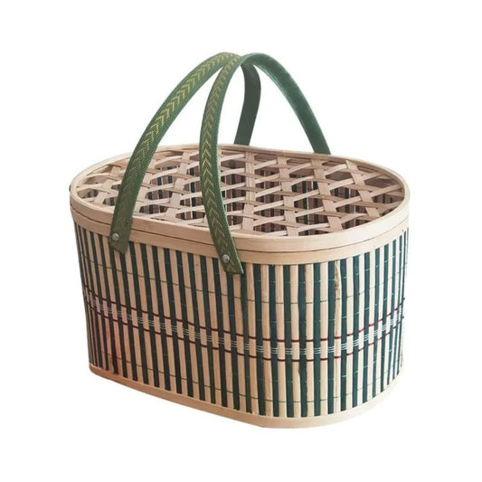 Handmade Bamboo Woven Basket with Lid | Food & Gift Storage Bamboo Storage Basket Peaceful Pleasures Health and Wellness 1