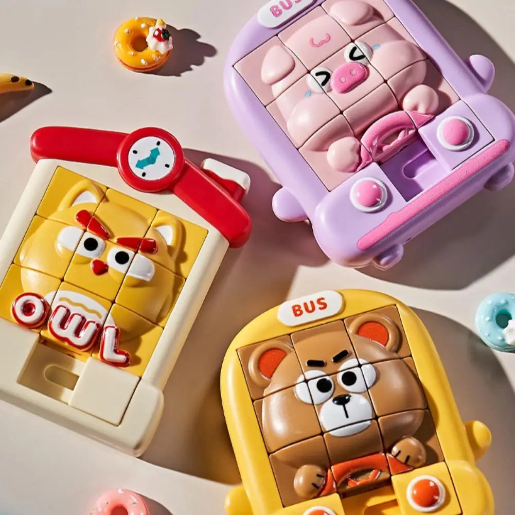 Sliding Puzzle Toy Animal Pattern Slide Block Game Portable