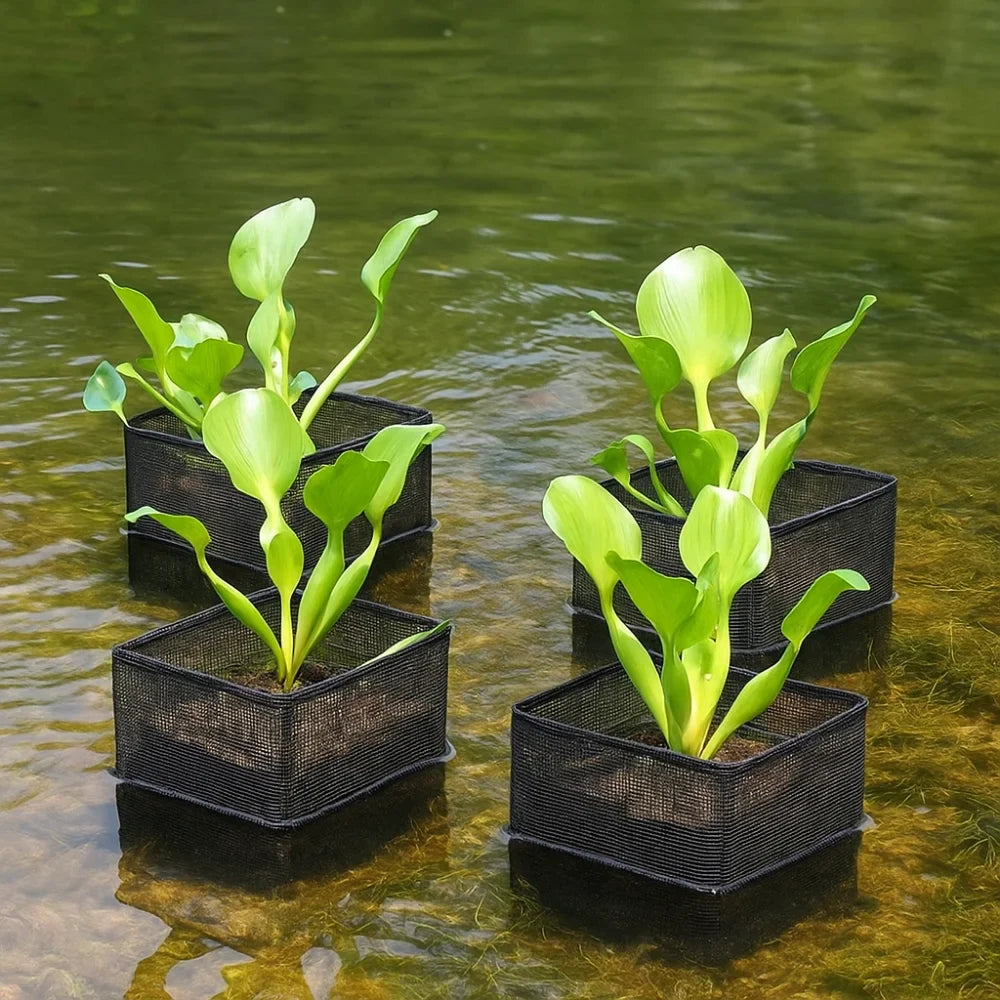 4-Pack Mesh Pond Plant Baskets – Square & Round Aquatic Pots