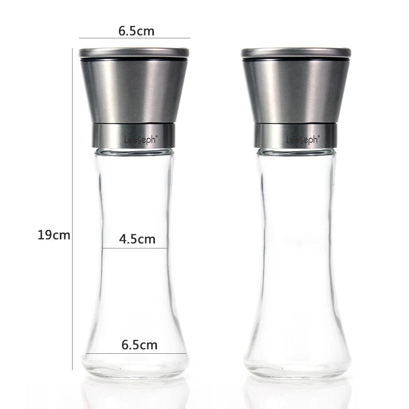 Salt and Pepper Grinder Set of 2, Premium Stainless Steel Spice Mill with Adjustable Coarseness, Manual Pepper Pepper Coffee Peaceful Pleasures Health and Wellness 2pcs 1