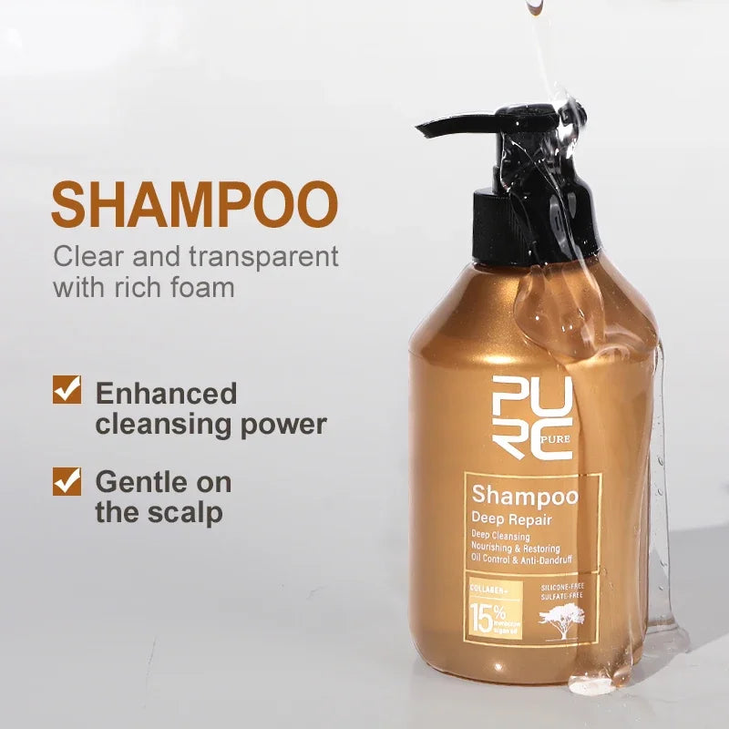 PURC Morocco Argan Oil Shampoo Conditioner Set Smoothing Nourishing Repair Damaged Frizz Hair Scalp Treatment Hair Care Peaceful Pleasures Health and Wellness