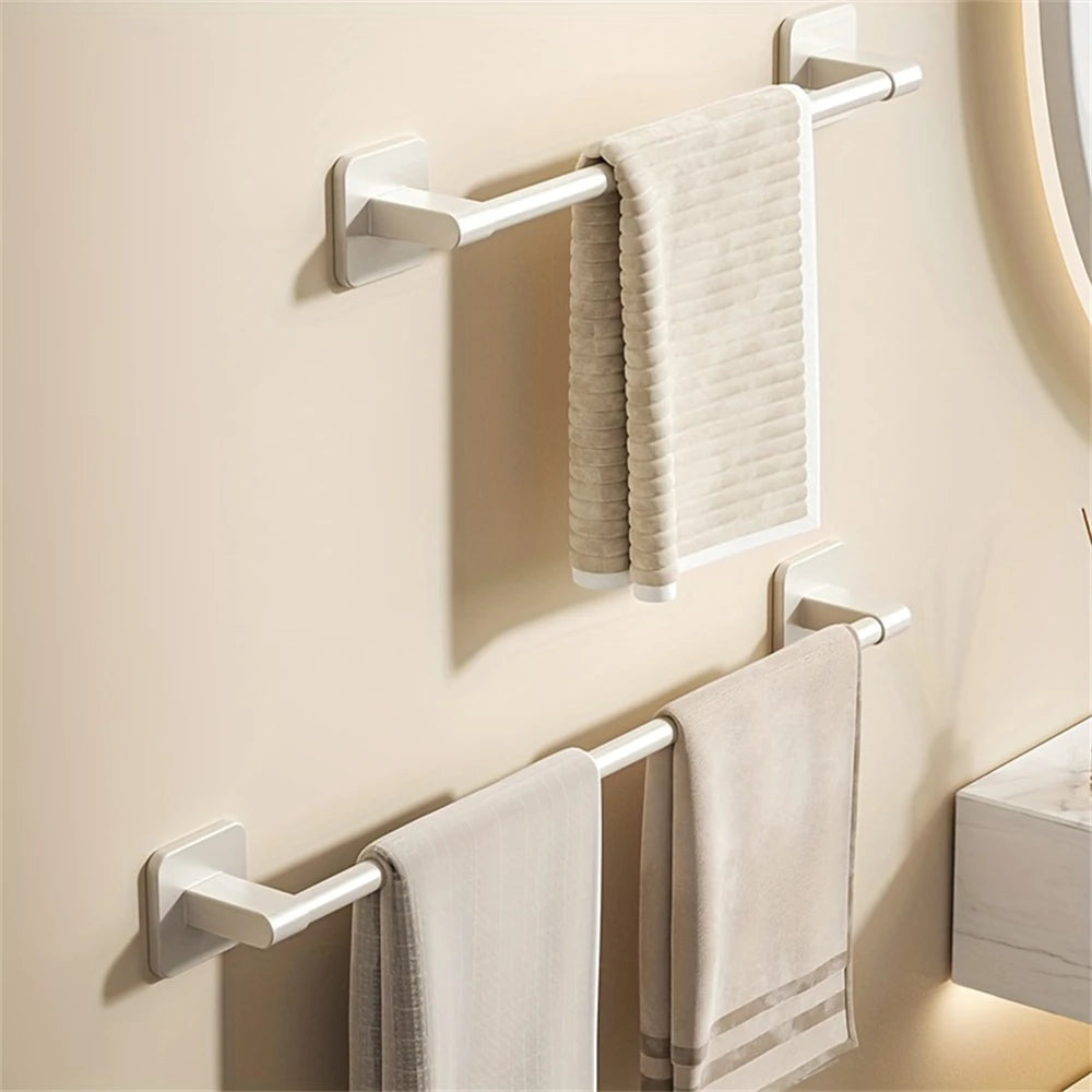White No-Drill Wall-Mounted Towel Bar – Aluminum Rack 40–60cm