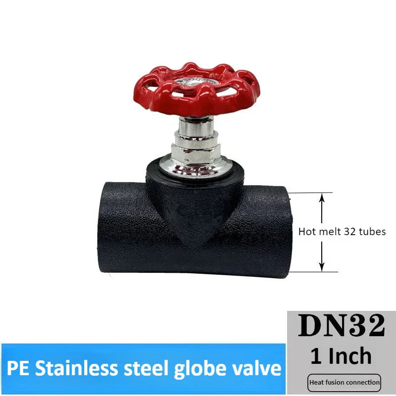Copper Globe Valve DN20–DN63 Handwheel Gate for PE Pipe