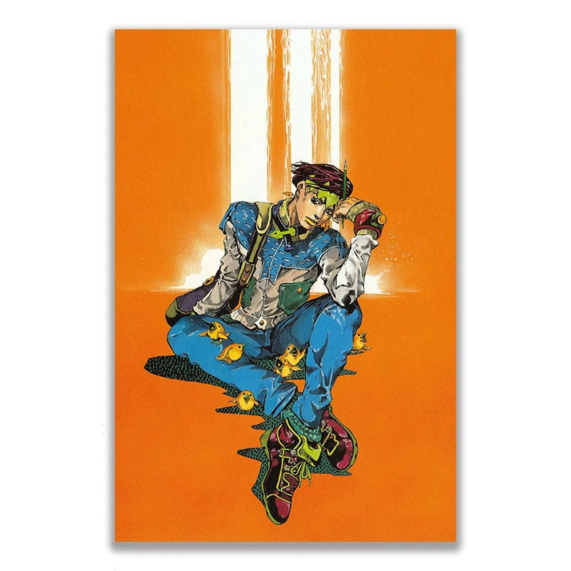 JoJo's Bizarre Adventure Retro Canvas Wall Art Anime Poster Canvas Wall Art Peaceful Pleasures Health and Wellness