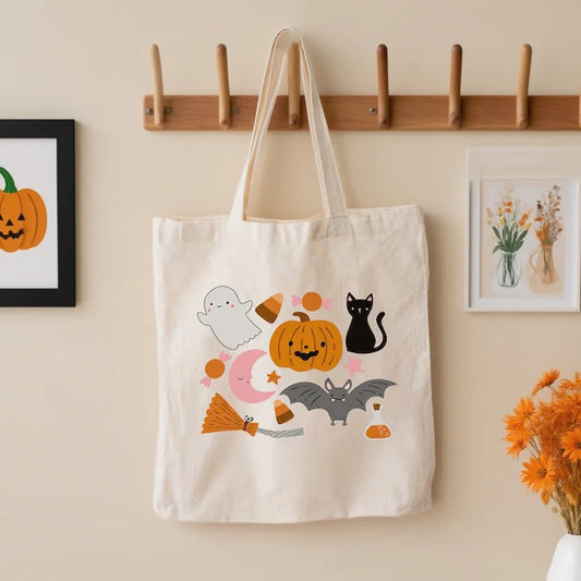 Personalized Halloween Trick or Treat Tote Bags – Set of 3 Personalized Tote Bag Peaceful Pleasures Health and Wellness