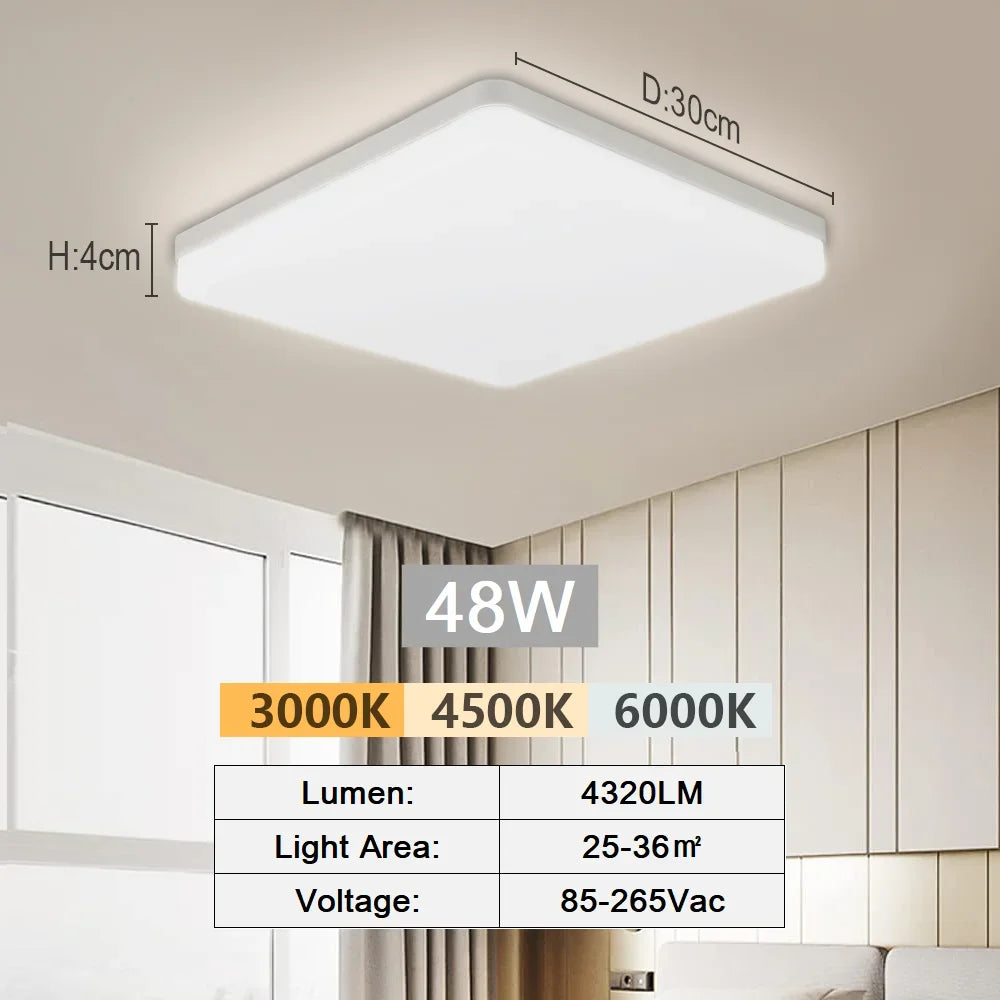 Minimalist Square LED Ceiling Light 18W–48W | Ultra-Thin Modern