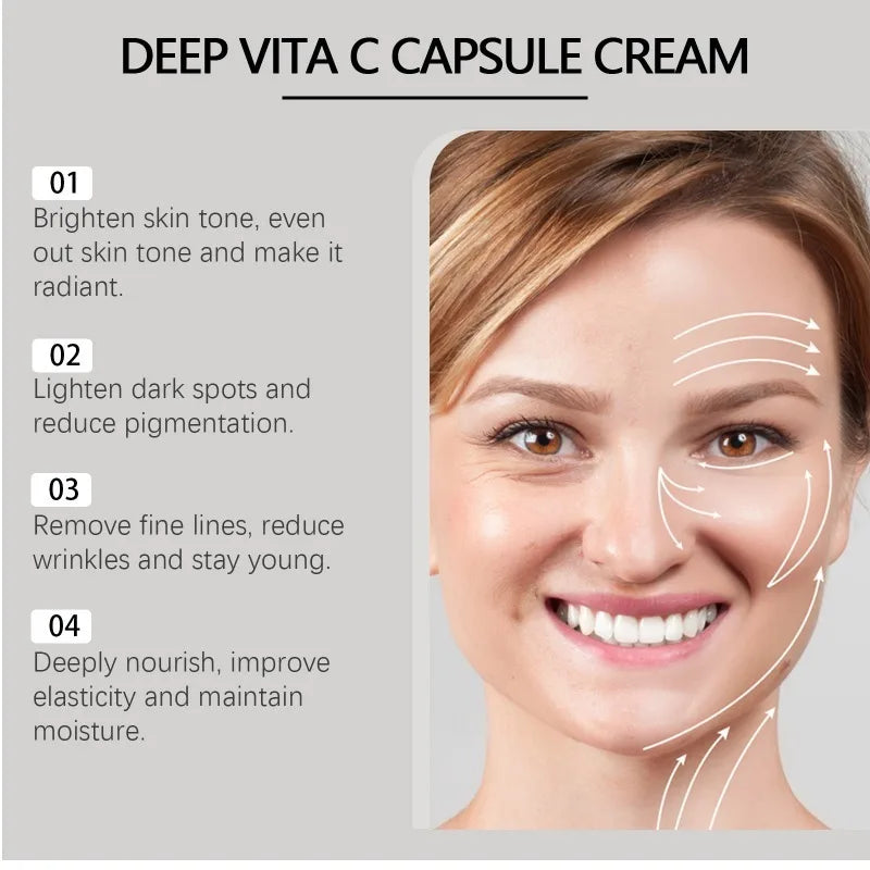 Deep Vita C Capsule Cream Collagen Face Moisturizer Anti Aging Gel Firming Repairing Fade lines Hydrating Skin Care Products Peaceful Pleasures Health and Wellness