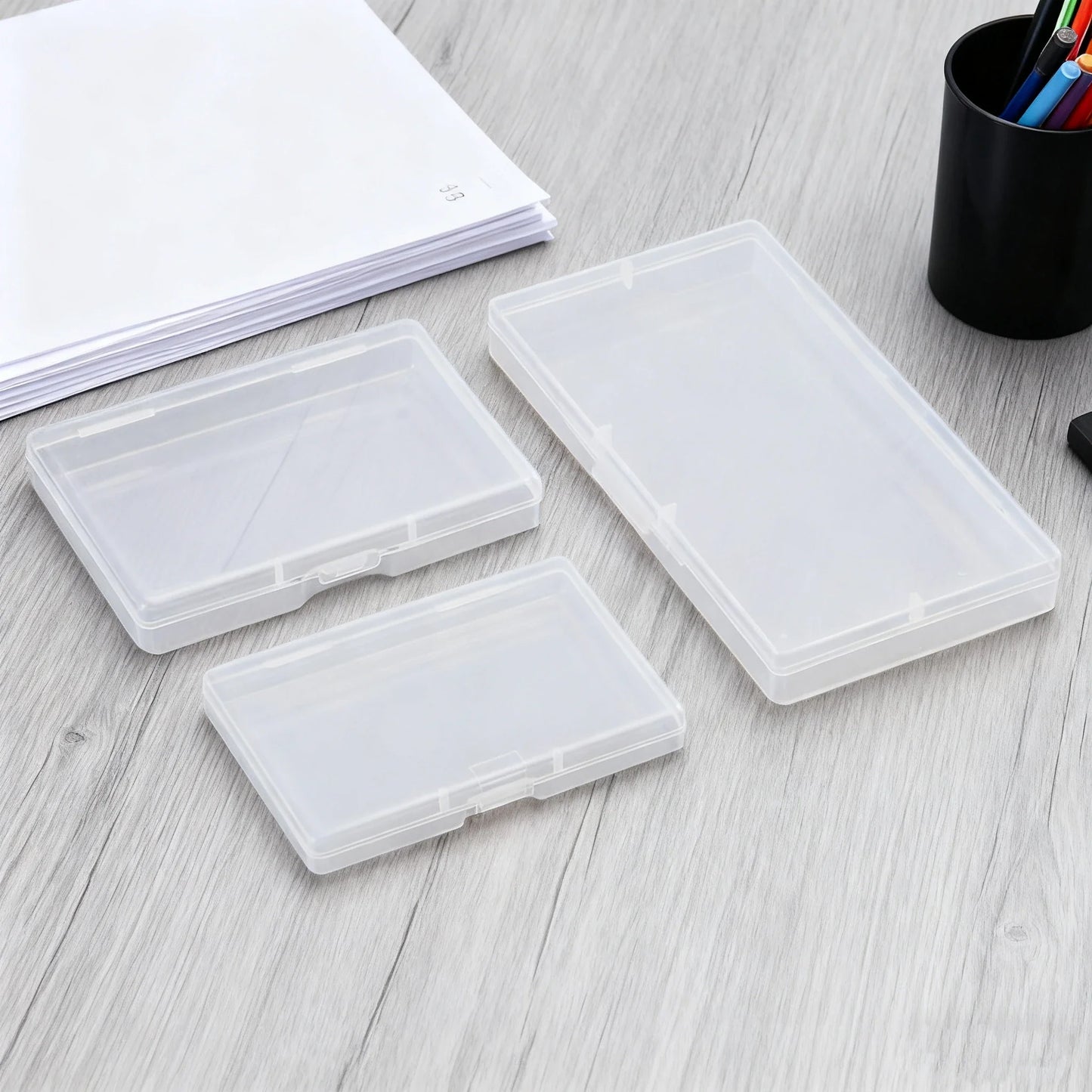 10-Pack Clear PP Plastic Rectangular Flat Storage Boxes