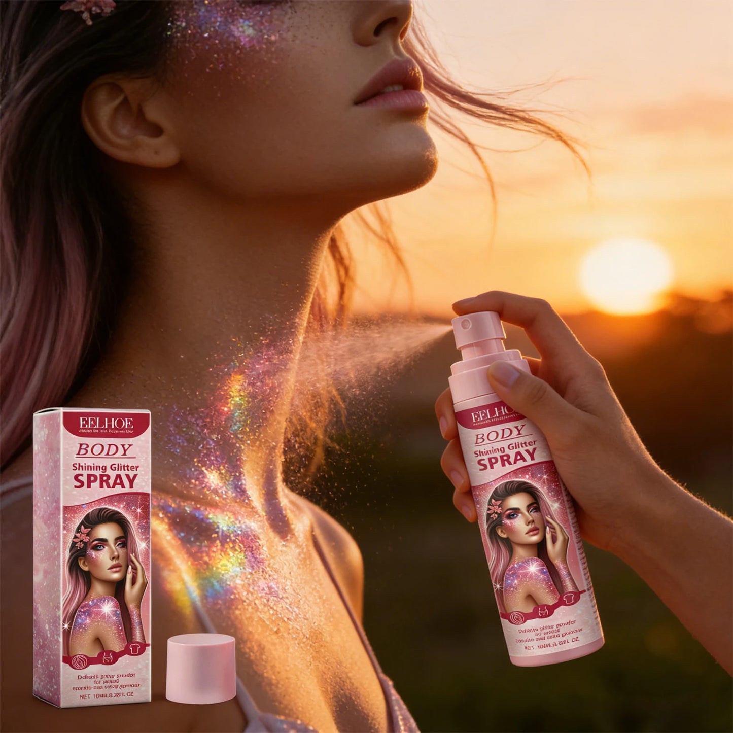 Makeup Glitter Spray Instantly Enhancing Radiance Emit Charming Radiance Quick Drying Brightening Waterproof Party Glitter Spray Peaceful Pleasures Health and Wellness