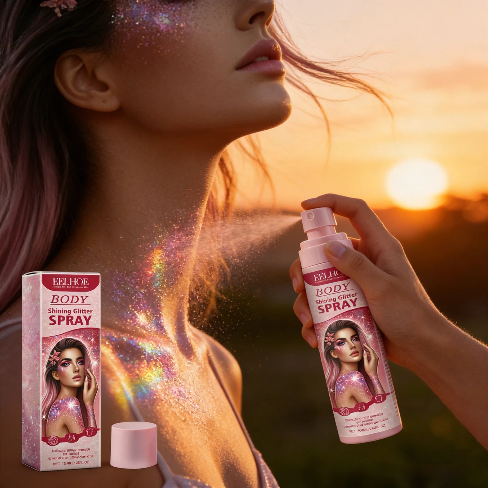 Makeup Glitter Spray Instantly Enhancing Radiance Emit Charming Radiance Quick Drying Brightening Waterproof Party Glitter Spray Peaceful Pleasures Health and Wellness