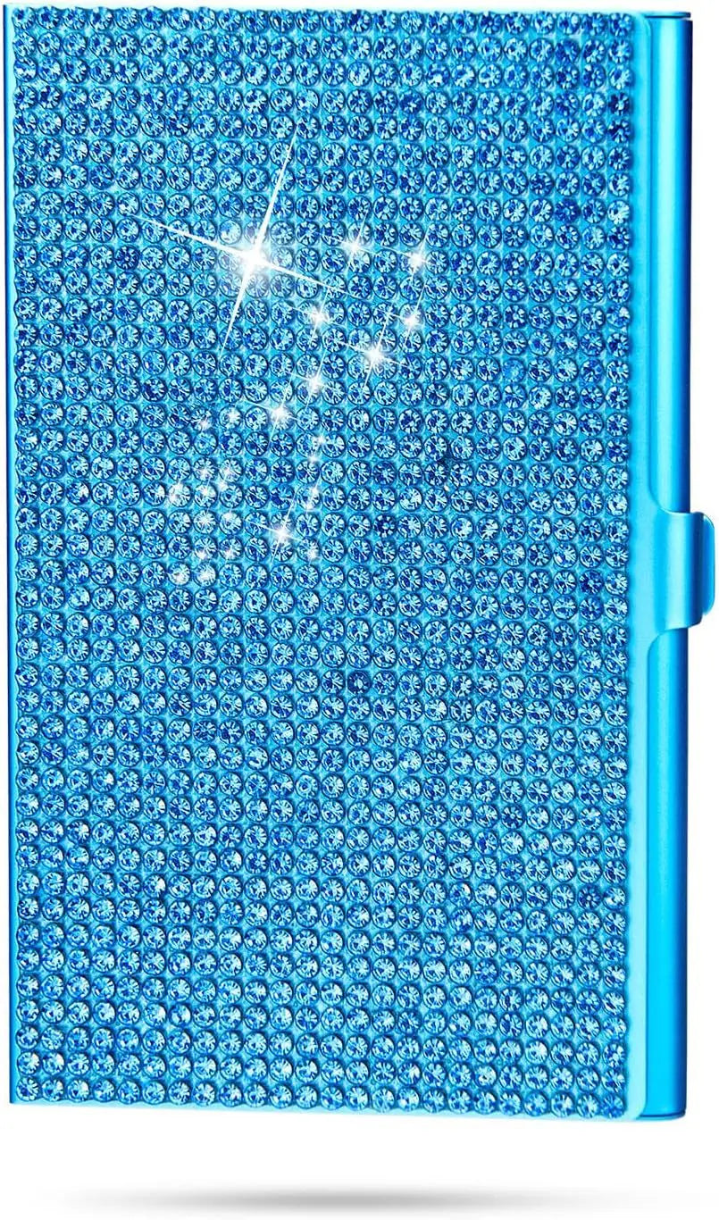 Bview Art Elegant Metal Card Holder Embellished Shiny Rhinestones