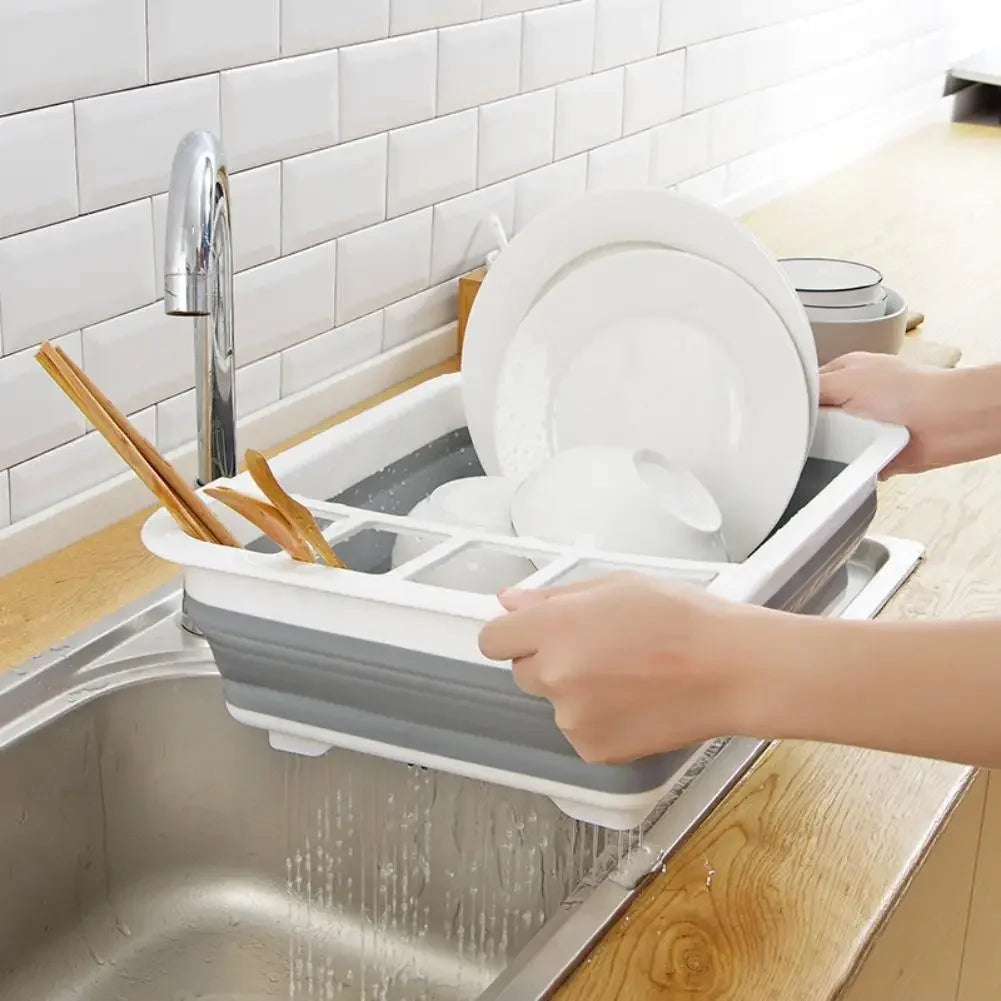 Collapsible Dish Drying Rack, Sink Dinnerware Organizer Storage Tray, Portable Foldable Dish Drainer for Kitchen RV Camper Van Peaceful Pleasures Health and Wellness