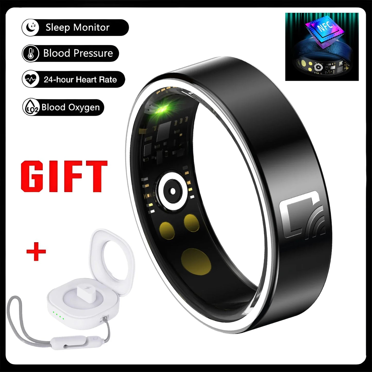 R20 Ceramic Smart Ring – NFC, Heart Rate & Sleep Tracker