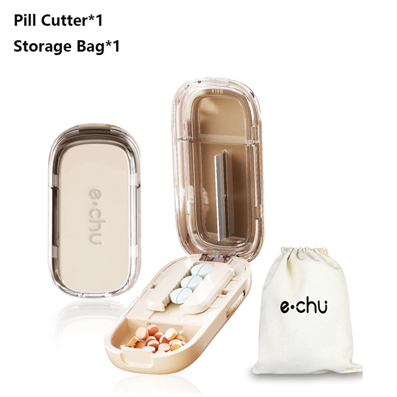 Sharp Pill Cutter Half Storage Compartment Box Splitter Divide Medicine Organizer Drug Slicer Medicine Tablet Storage Container Peaceful Pleasures Health and Wellness 2Pcs White Halve
