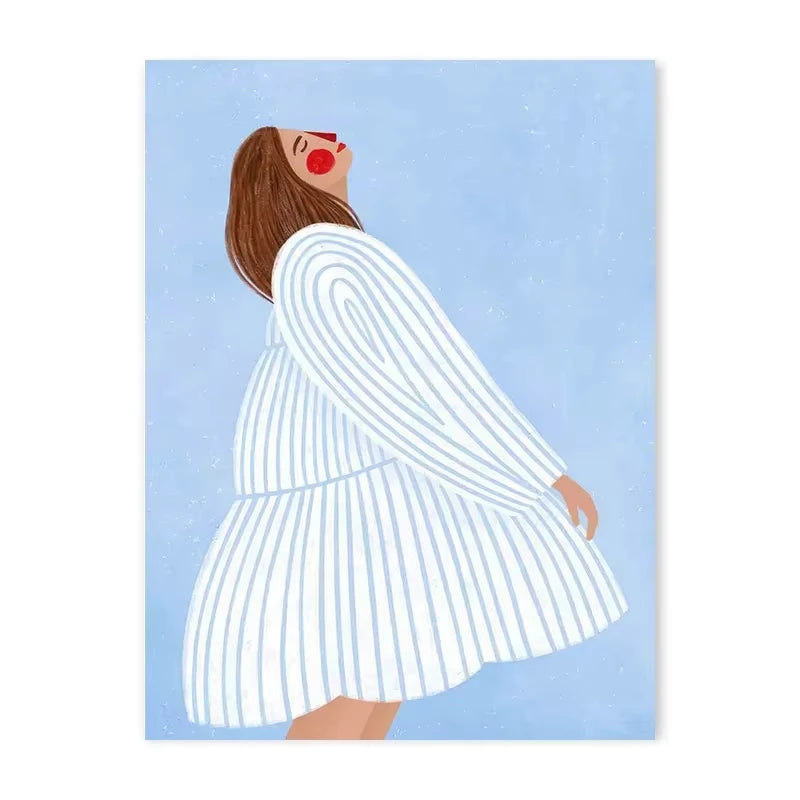 Fashion Retro Long Hair Girl Art Poster Abstract Avant-garde Girls Dorm Room Canvas Painting Bedroom Decorative Wall Art Peaceful Pleasures Health and Wellness CJ54174 50x70cm