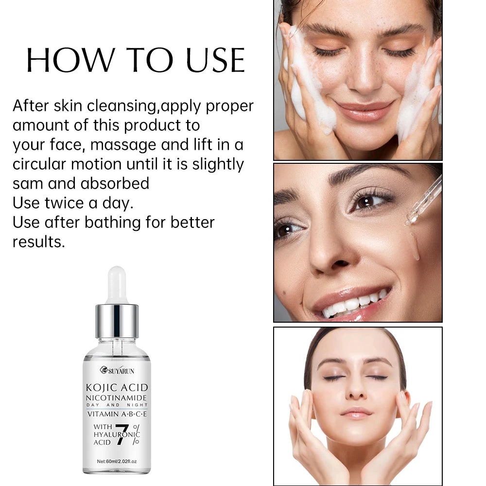 SUYARUN Kojic Acid & Niacinamide Brightening Serum - Hydrating Anti-Aging Face Treatment for Dark Spots, Even Skin Tone. Peaceful Pleasures Health and Wellness