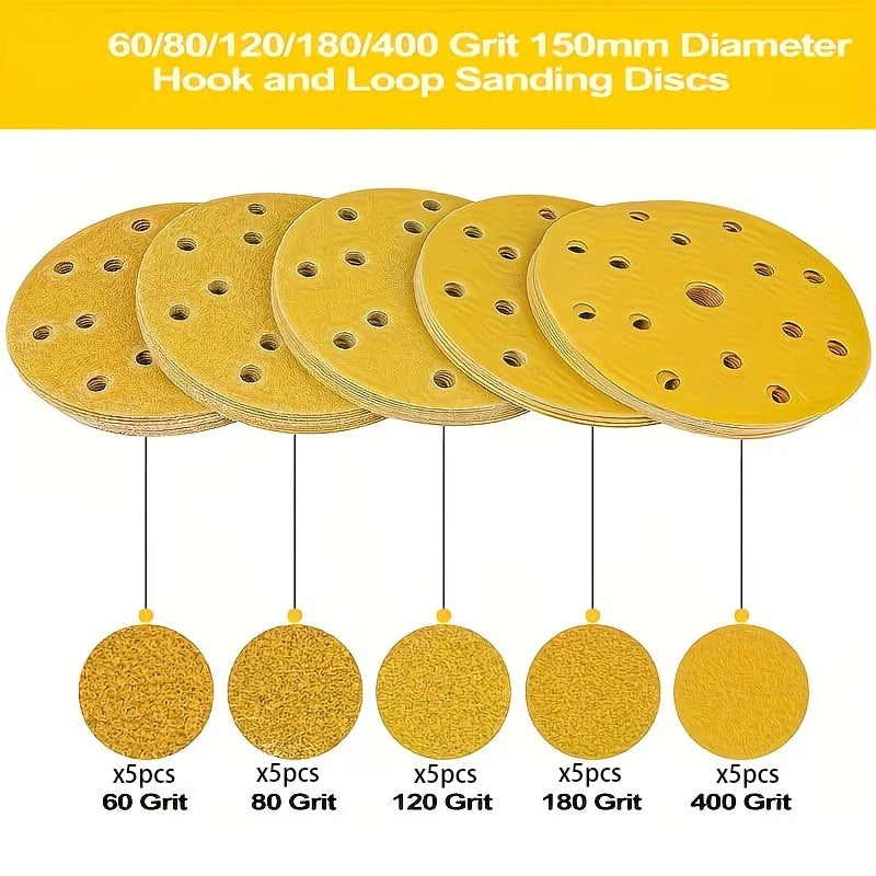 6-inch 15 Hole Circular Sand Tray Pad 60-400 Grit Used Random Track
