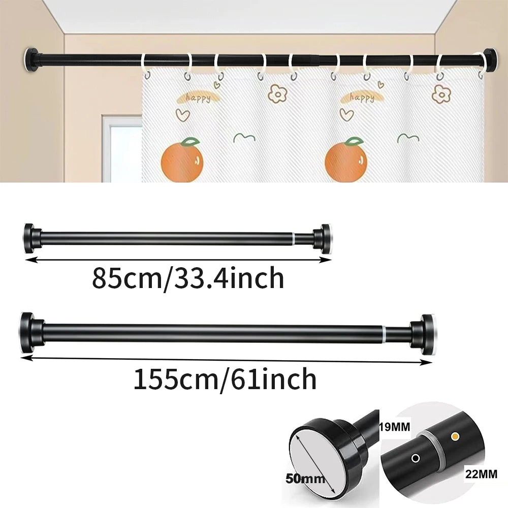 No-Drill Tension Shower Curtain Rod | Adjustable Steel Pole