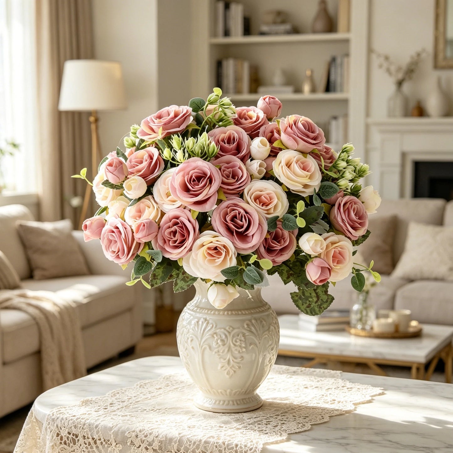 Silk Peony Artificial Flowers Bouquet for Wedding & Home Decor