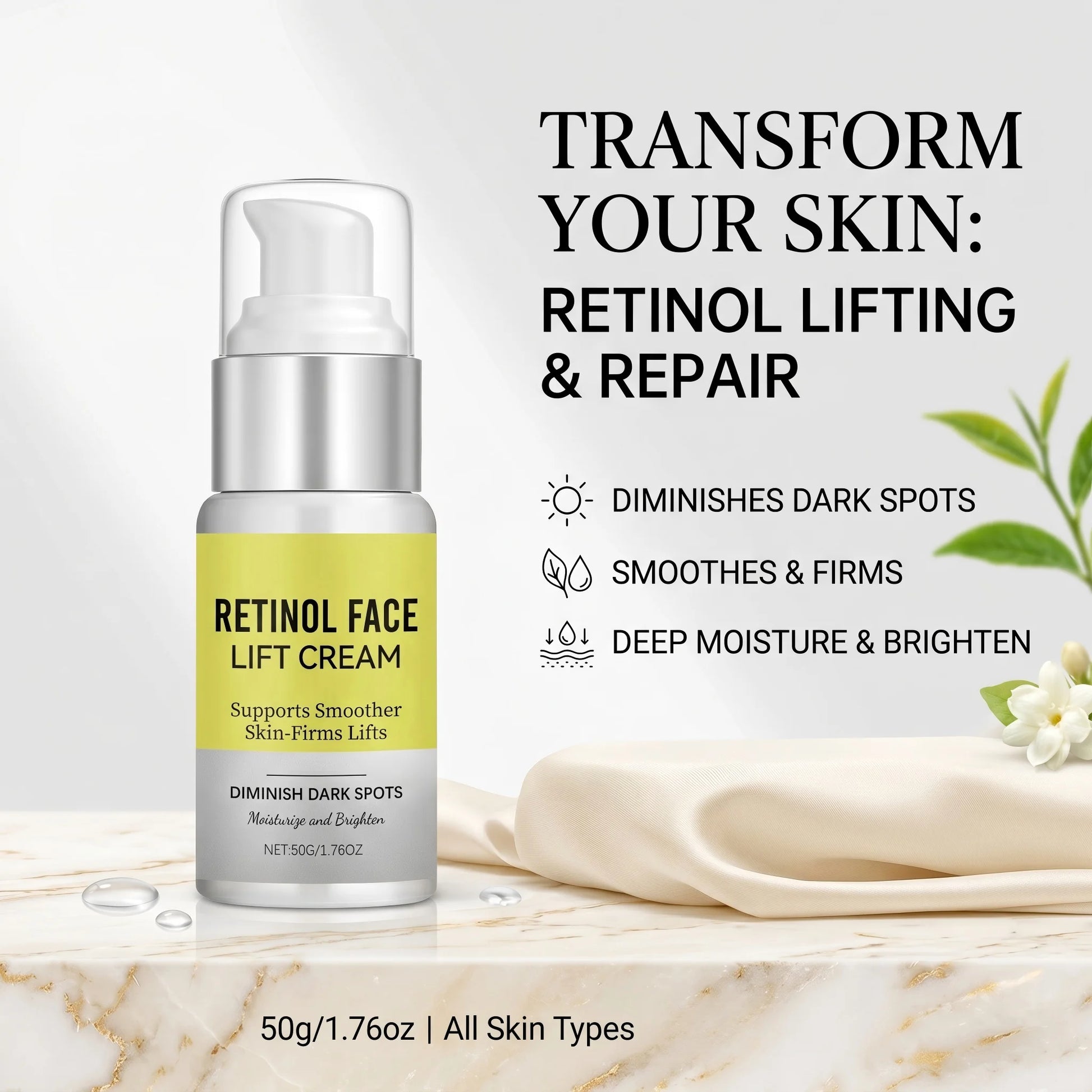 Retinol Face Cream Dark Spot Corrector Firming Lifting & Brightening Moisturizer Restores Elasticity Hydrate Repairing Skin Care Peaceful Pleasures Health and Wellness