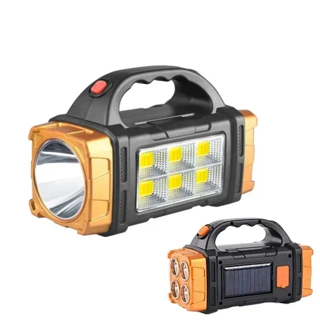 Solar COB LED Flashlight & Power Bank | Waterproof Camping Lamp