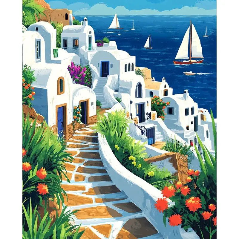 Paint by Numbers Kit – Town Landscape 60×75cm Canvas Art