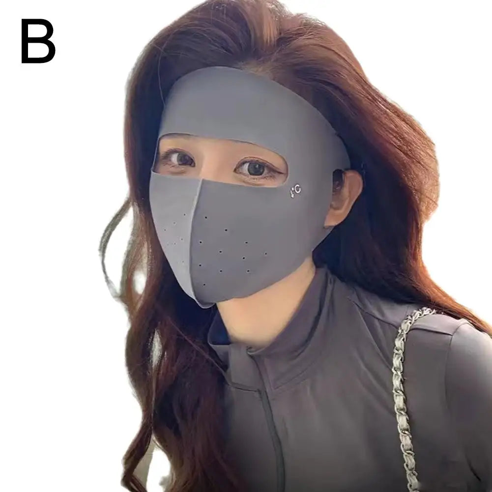Women's Full Face UV Protection Mask, Breathable Ice Silk Sunscreen Cover for Outdoor Reusable Sunscreen Dustproof Mask Peaceful Pleasures Health and Wellness dark gray