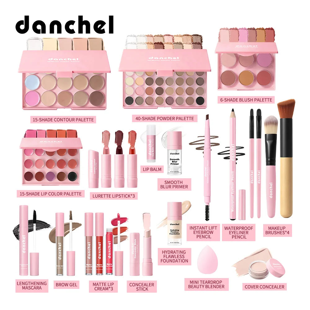 All In One Makeup Set Gathering All Cosmetic Including Base Makeup, Concealer, Contour ,Powder Blusher, Eyebrow Eye, Lip Makeup Peaceful Pleasures Health and Wellness