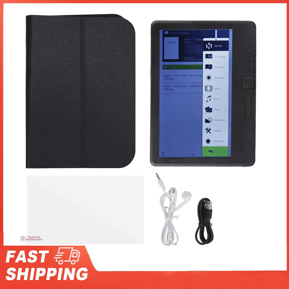 E Reader LCD 16 9 Screen HD 800x480 380MHz Black Protective Case