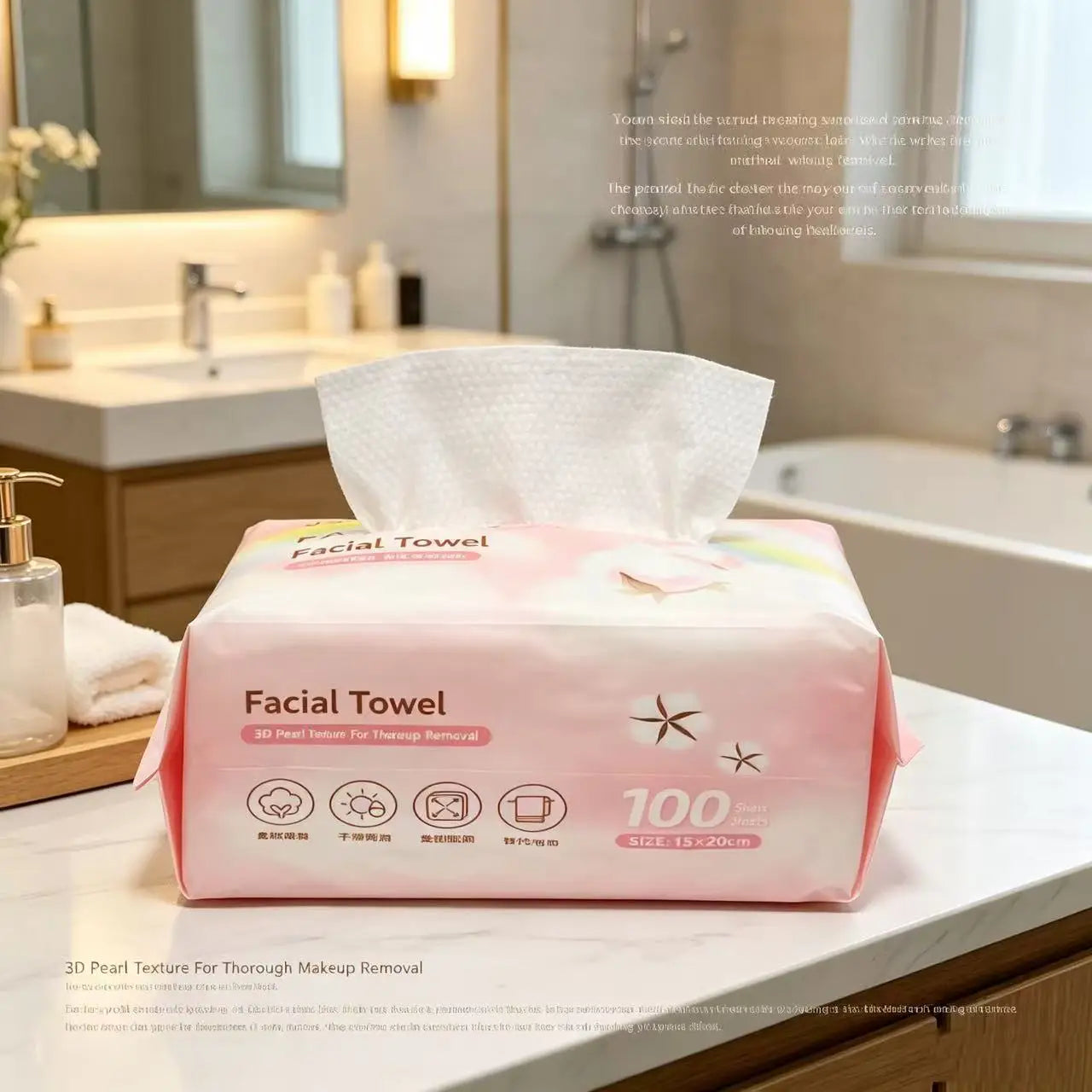 100 Reusable Cotton Face Towels | Pearl-Pattern Dry & Wet Use Reusable Face Towels Peaceful Pleasures Health and Wellness