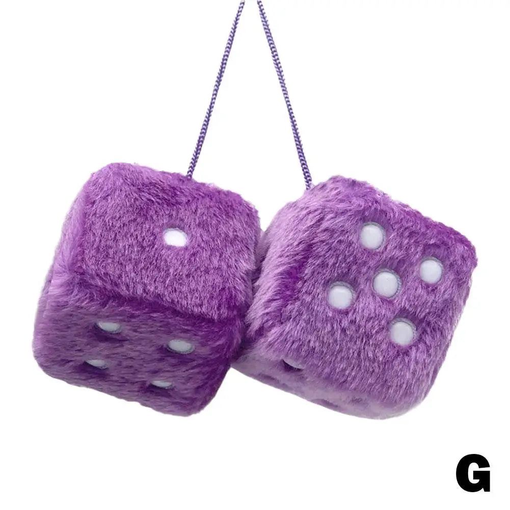 Long Haired Hot Stamping Dice Plush Toy Cube Pendant Car Hanging Dice Plush Dice Car Pendant Plush Toy Cube Pendant Car Ornament Peaceful Pleasures Health and Wellness PURPLE