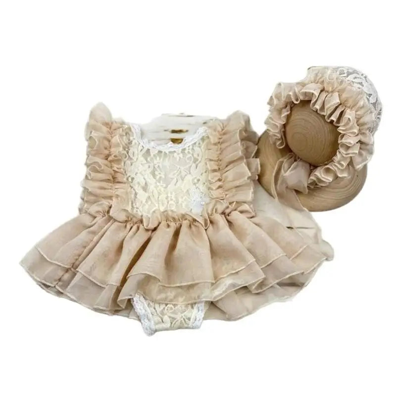 Newborn Photography Dress & Hat Set | Baby Girl 0–1 Month