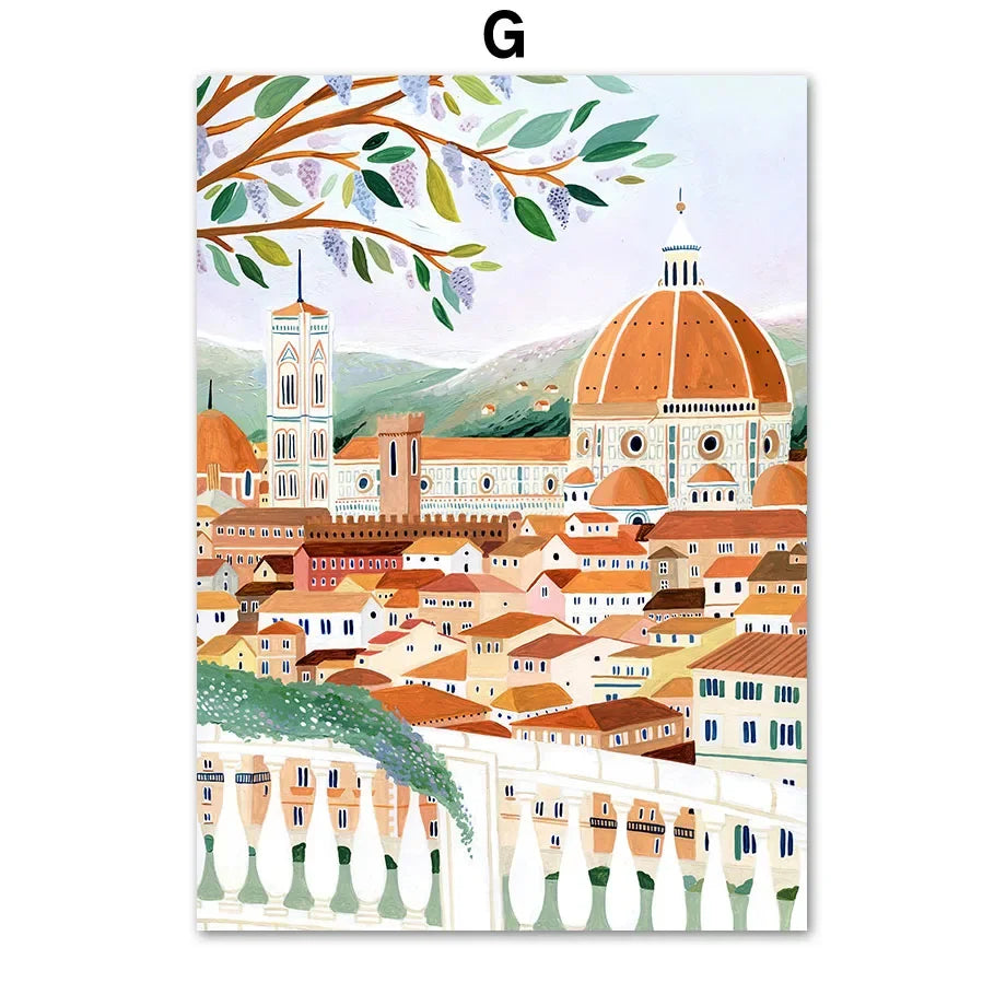 Abstract Landscape City Canvas Wall Art Print | Unframed